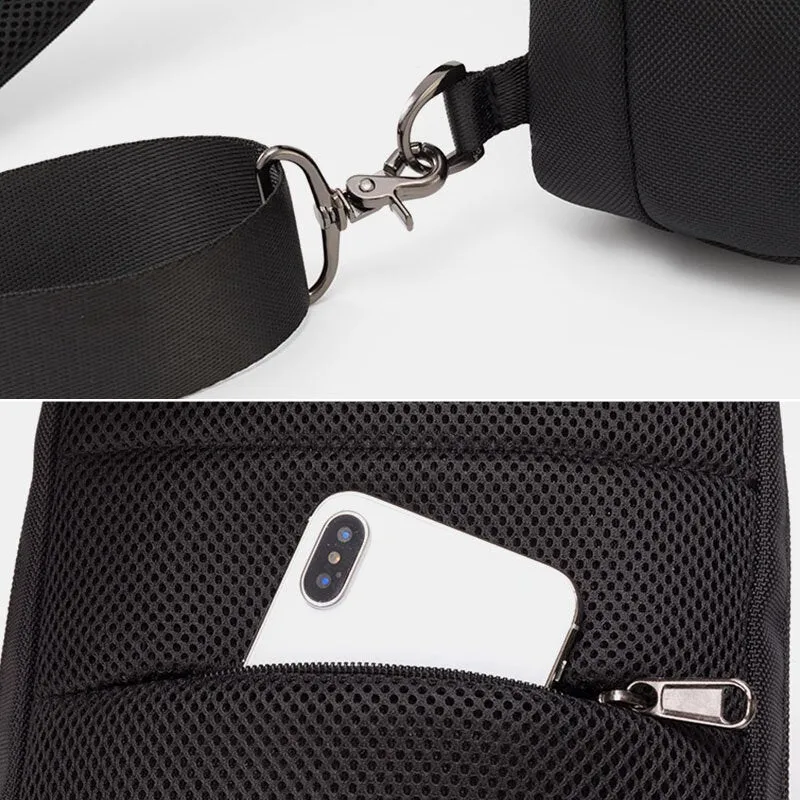 Men Multi-pockets Anti-theft Code Lock Design Breathable Chest Bag Waterproof Earphone Hole USB Charging Crossbody Bags