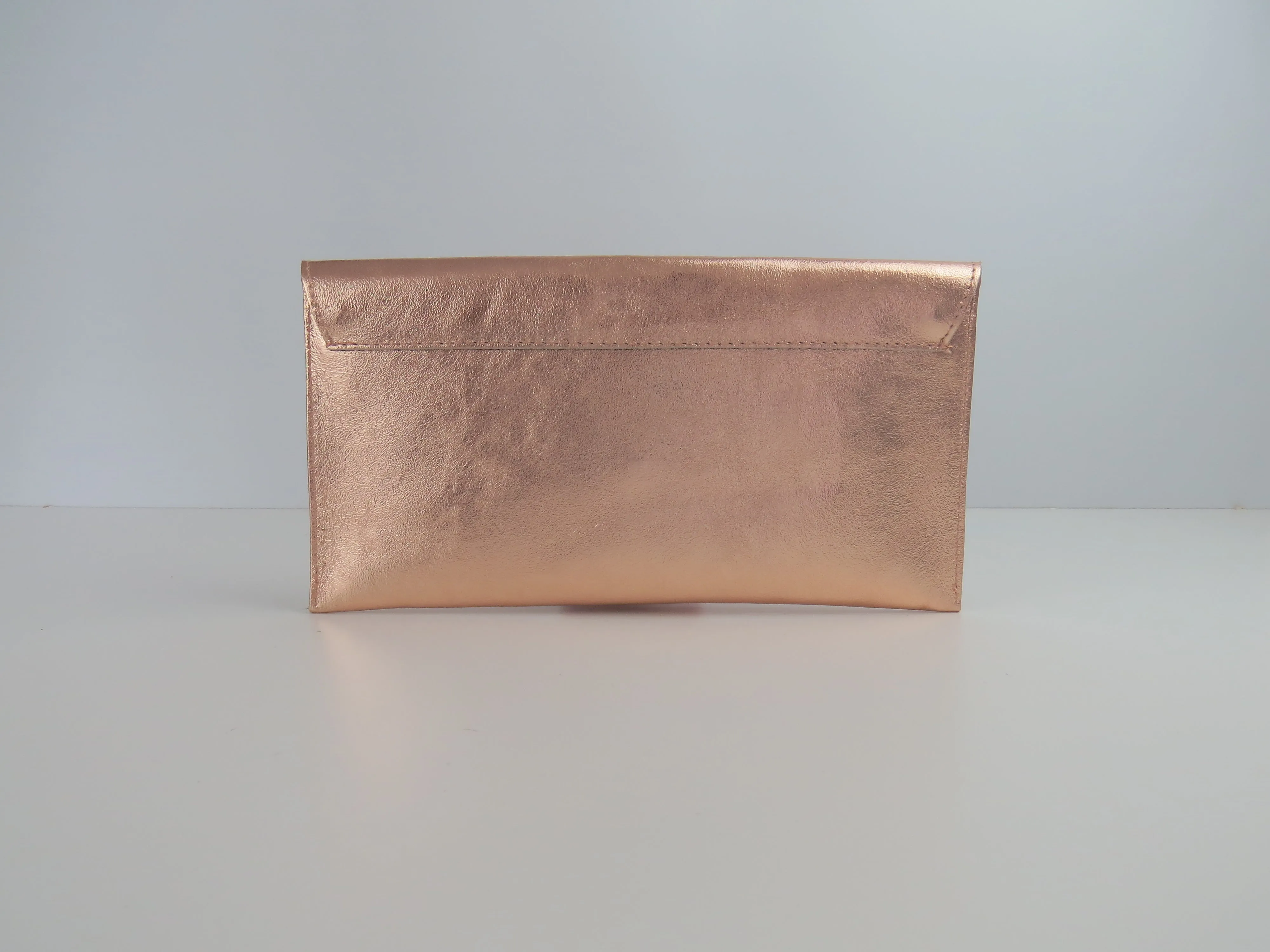 Metallic Rose Gold Envelope Clutch Bag