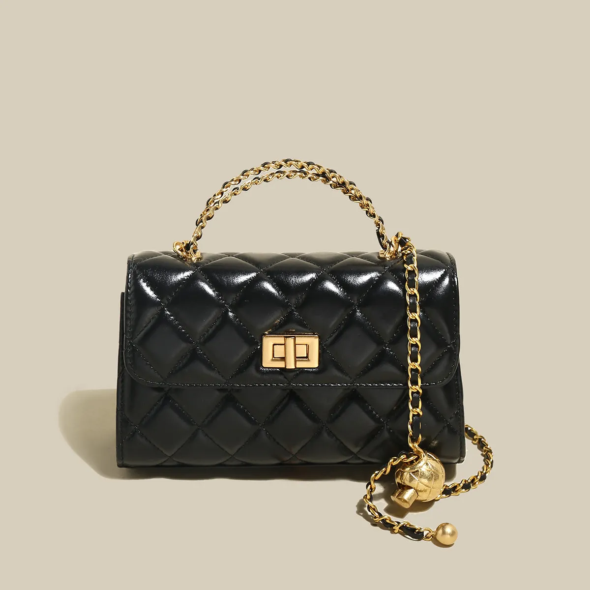 Mini Quilted Chain Strap Bag with Top Handle