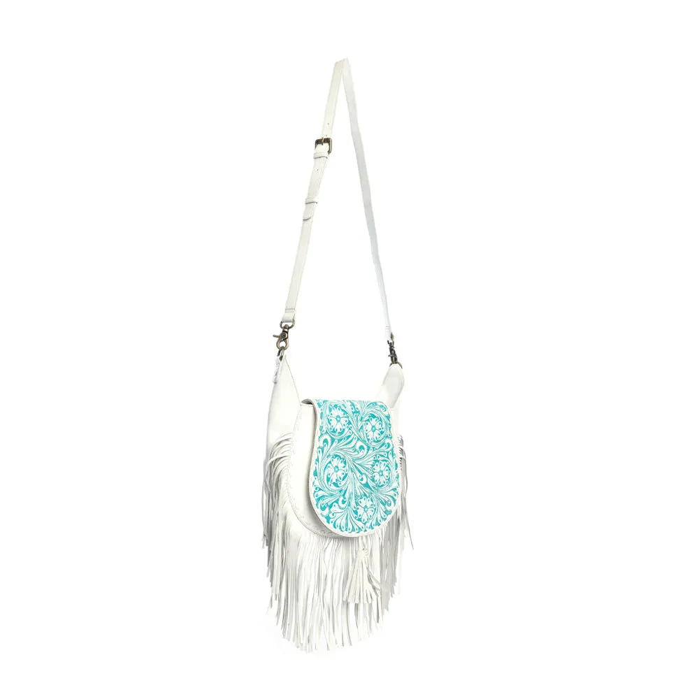 Moonwood Hand-Tooled Bag in White