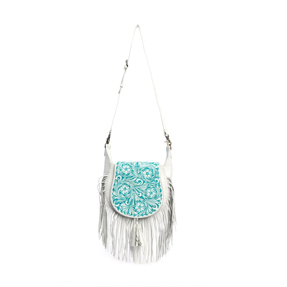 Moonwood Hand-Tooled Bag in White