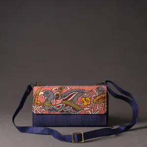 Peach - Handpainted Kalamkari Natural Dyed Ghicha Silk Sling Clutch Bag