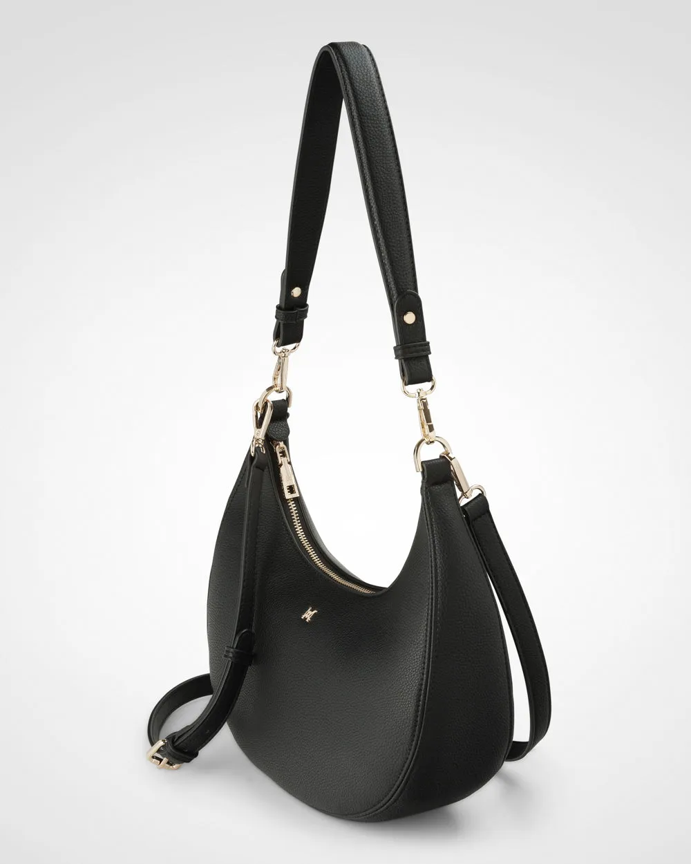 Pia Crescent Shoulder Bag With Crossbody Strap   Chunky Chain Strap