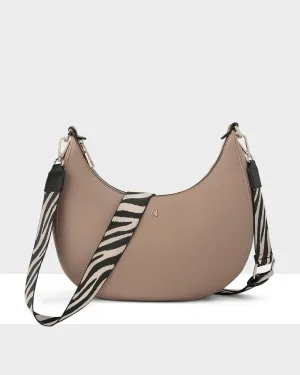 Pia Crescent Shoulder Bag With Crossbody Strap   Zebra Pattern Strap