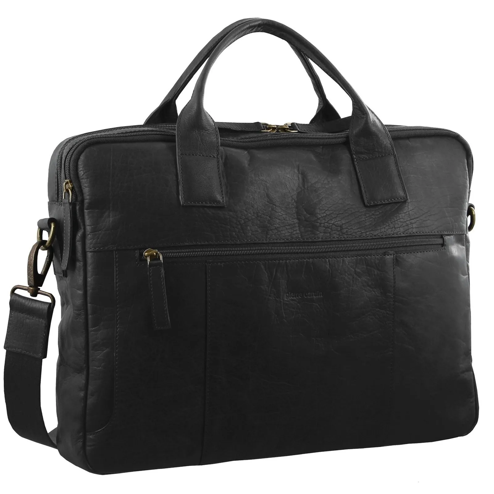 Pierre Cardin Rustic Leather 15" Laptop Bag (Black)