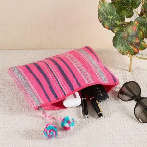 Pink Stripe Quilted Cotton Square Bag