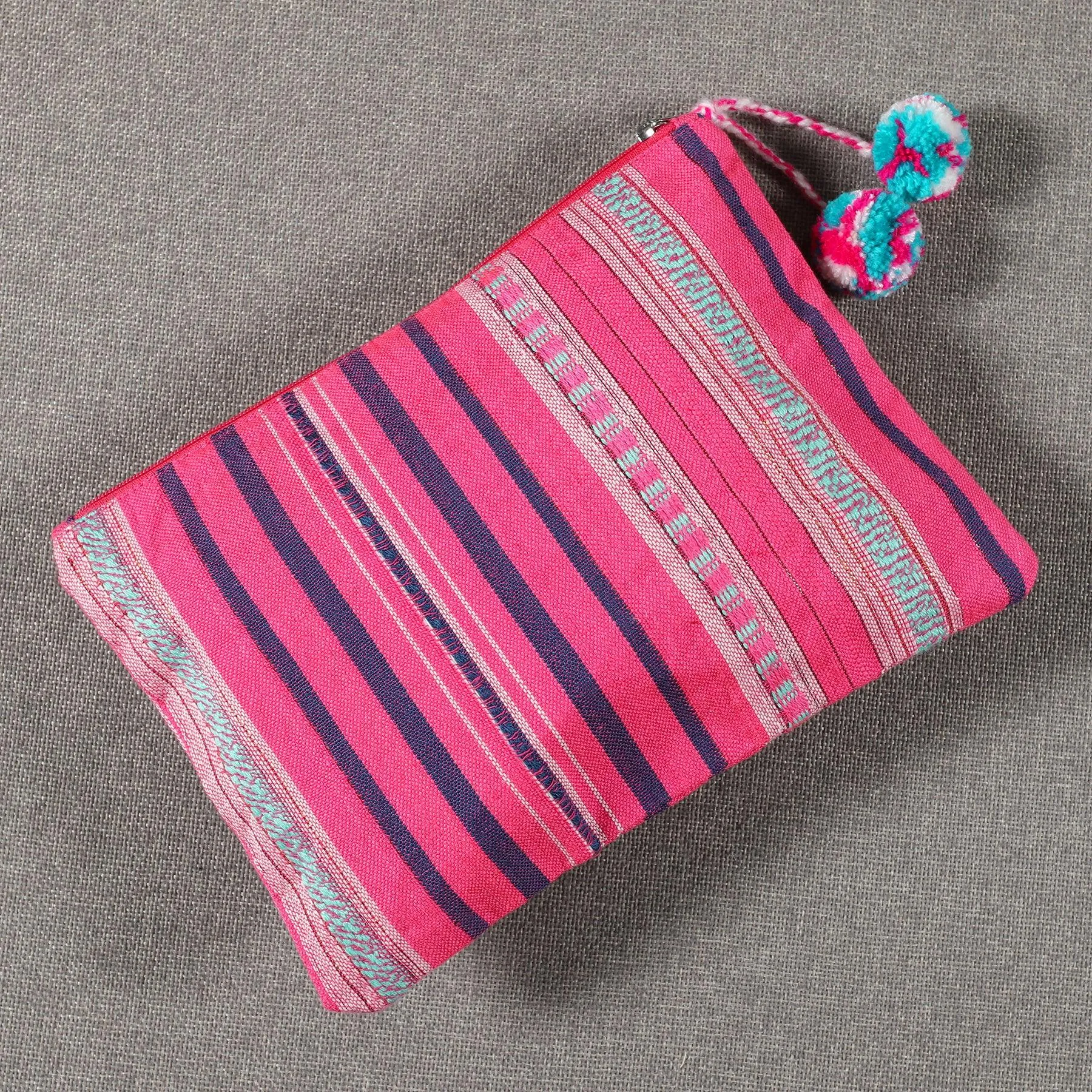 Pink Stripe Quilted Cotton Square Bag