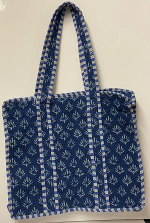 PRE ORDER Quilted Cotton Tote Bag - Indigo