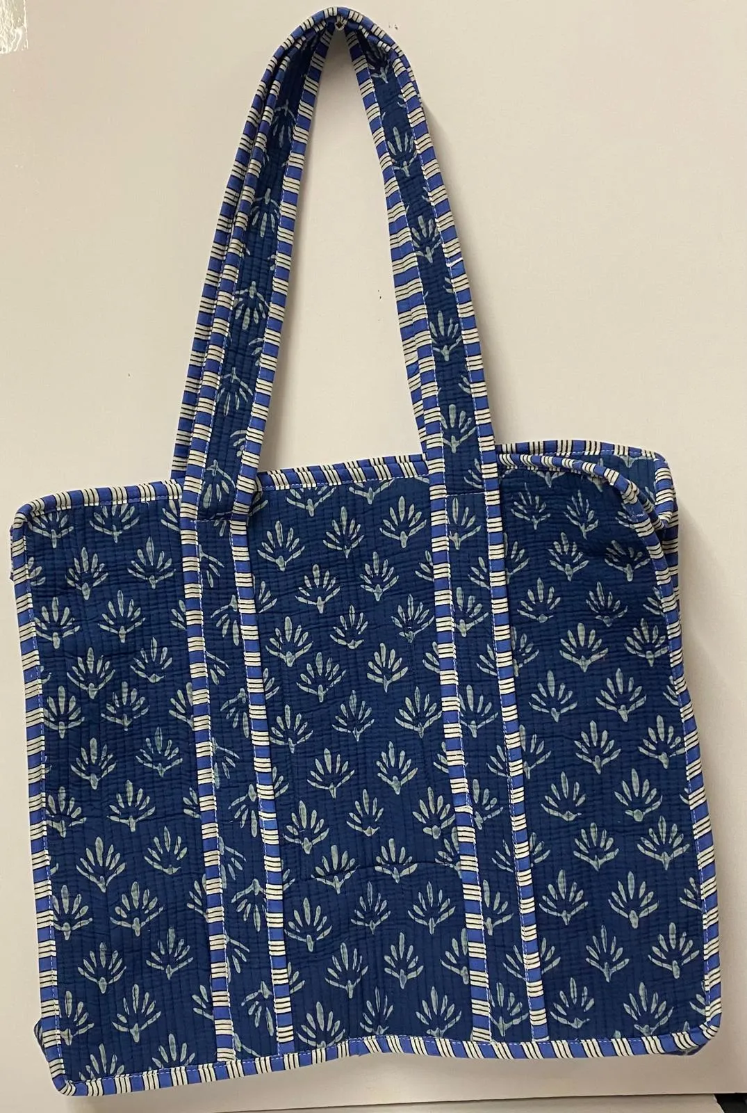 PRE ORDER Quilted Cotton Tote Bag - Indigo