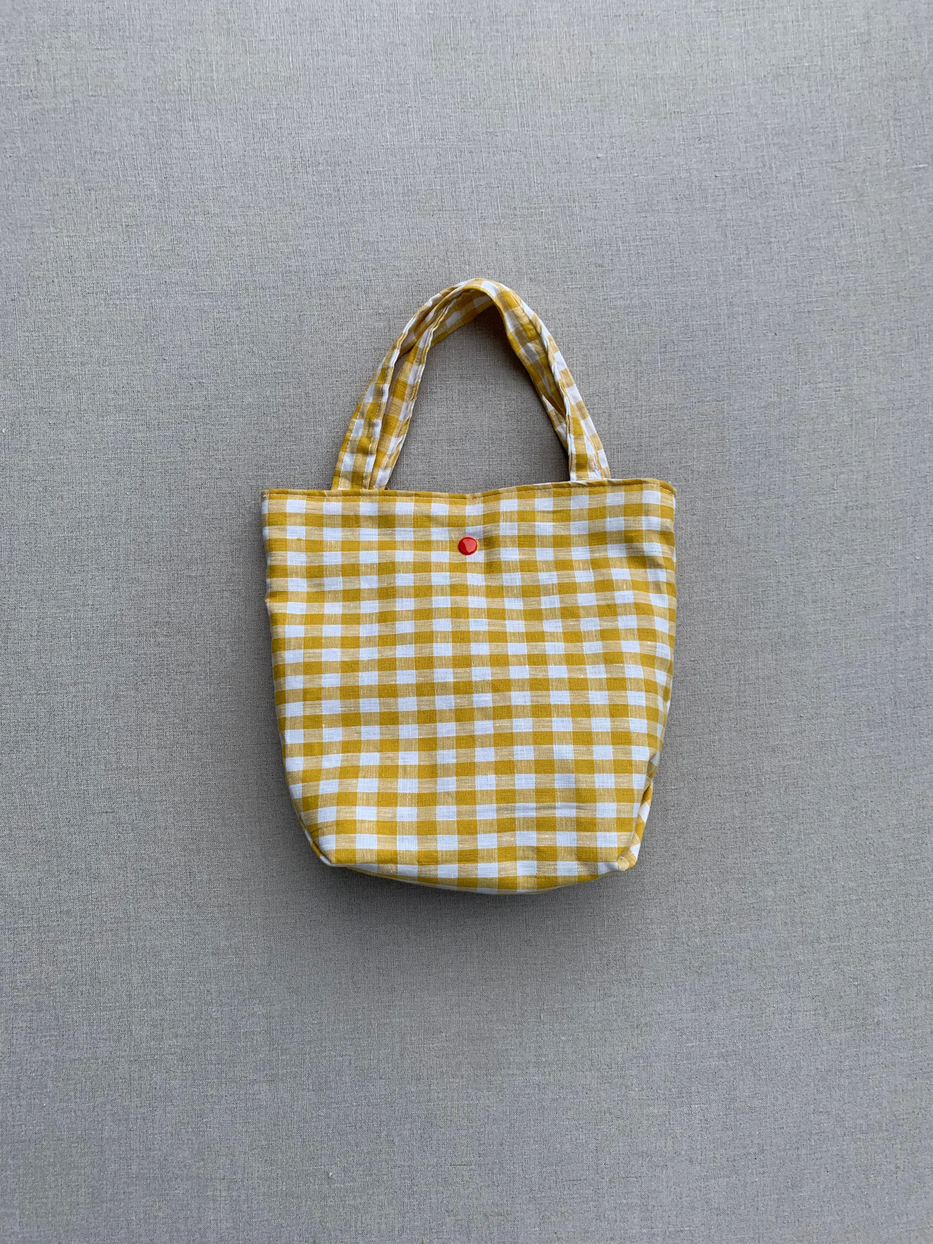 Pretty Wild Kids Tote Yellow Check Linen Medium