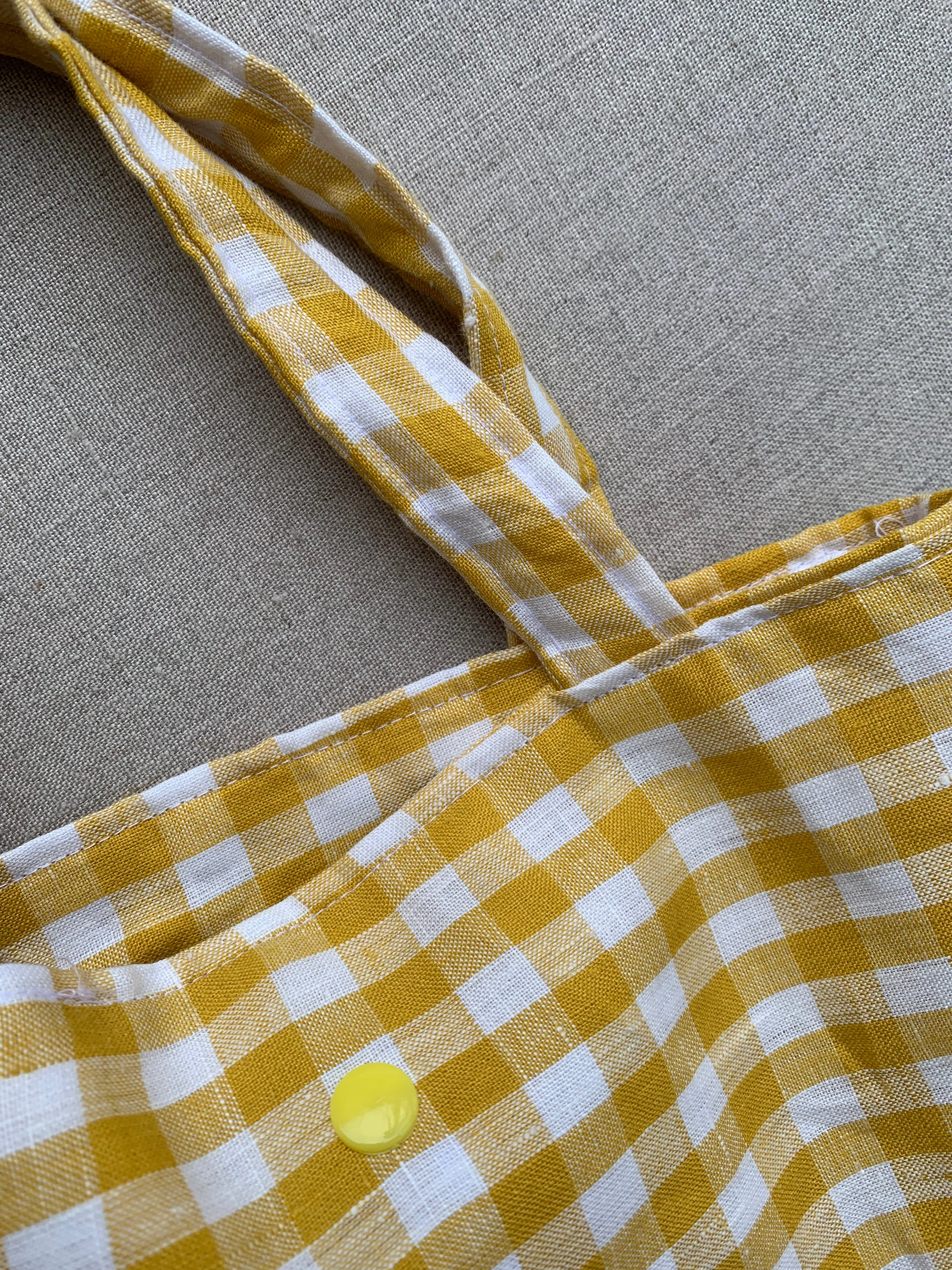 Pretty Wild Kids Tote Yellow Check Linen Medium