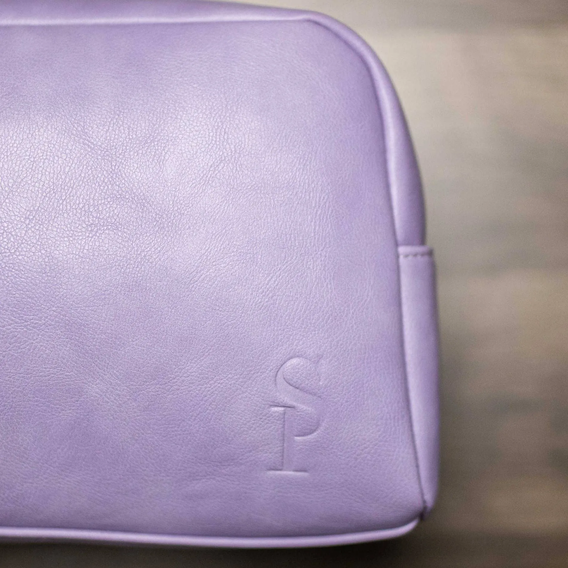 Purple Leather Toiletry Bag