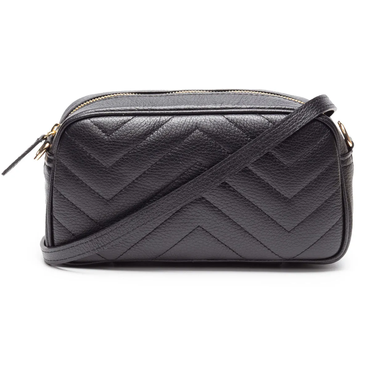 Quilted Tapered Crossbody Bag - Black