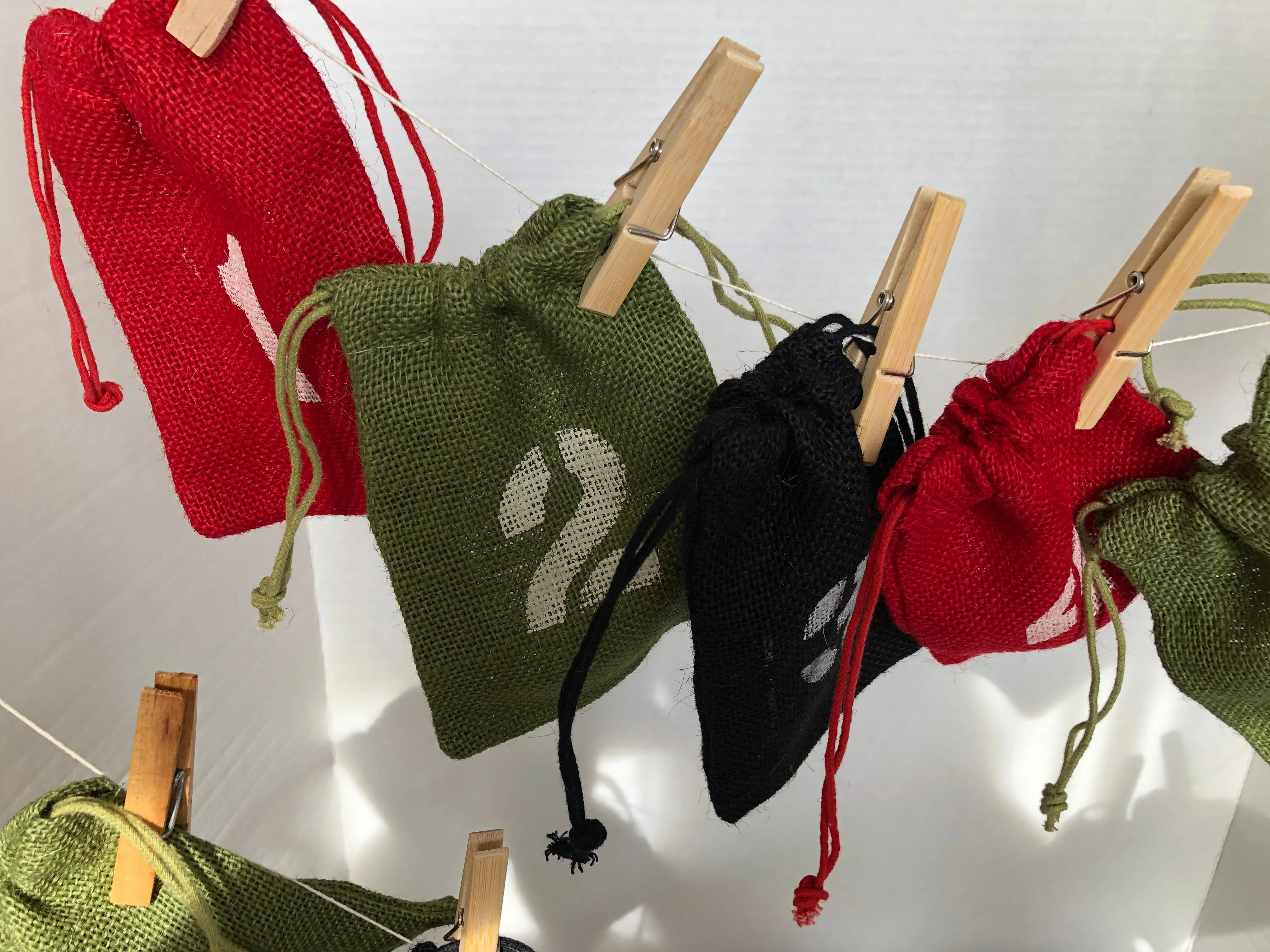 Rustic Burlap Advent Calendar Gift Bags Set of 24