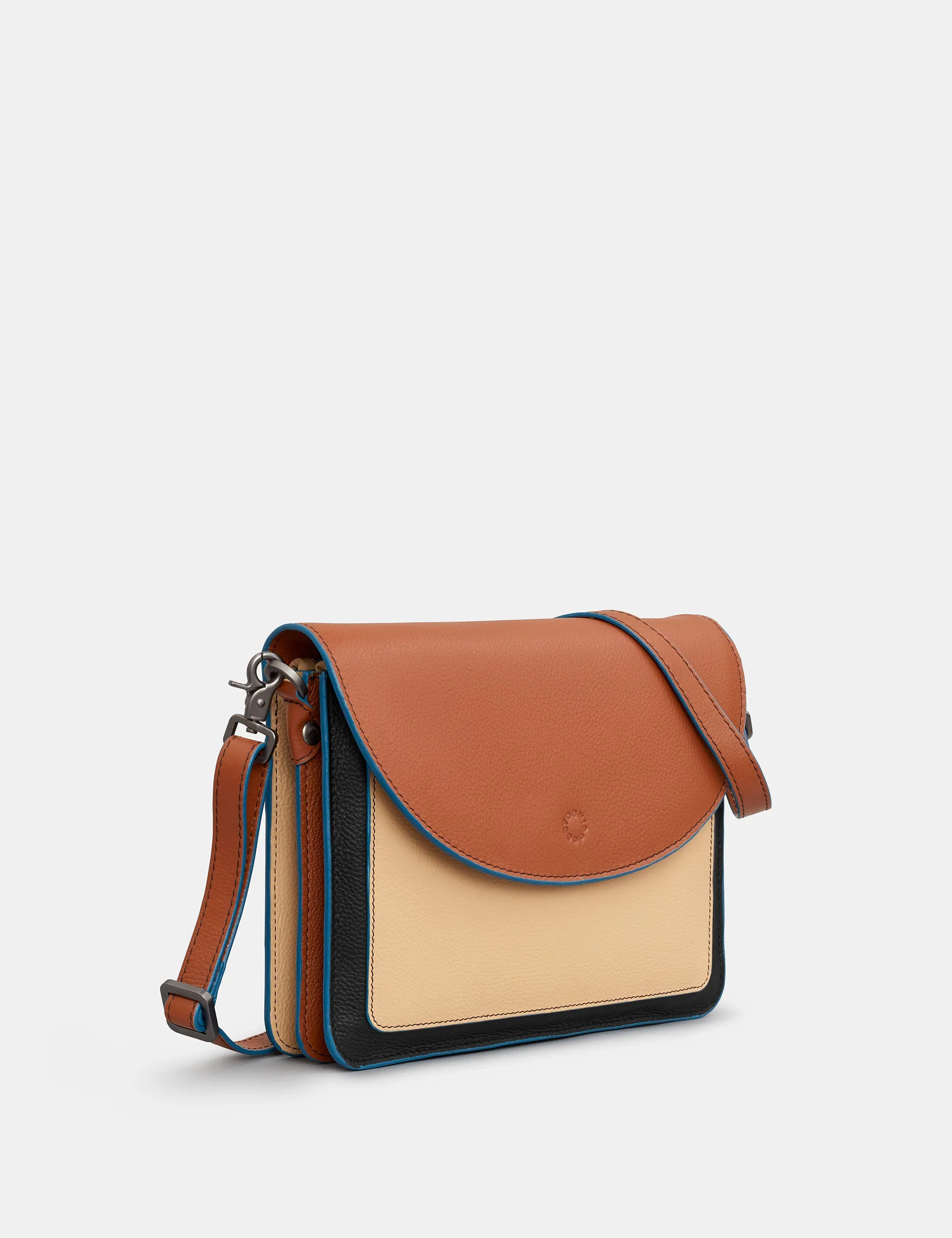 Rustic Colour Block Leather Flap Over Portland Cross Body Bag