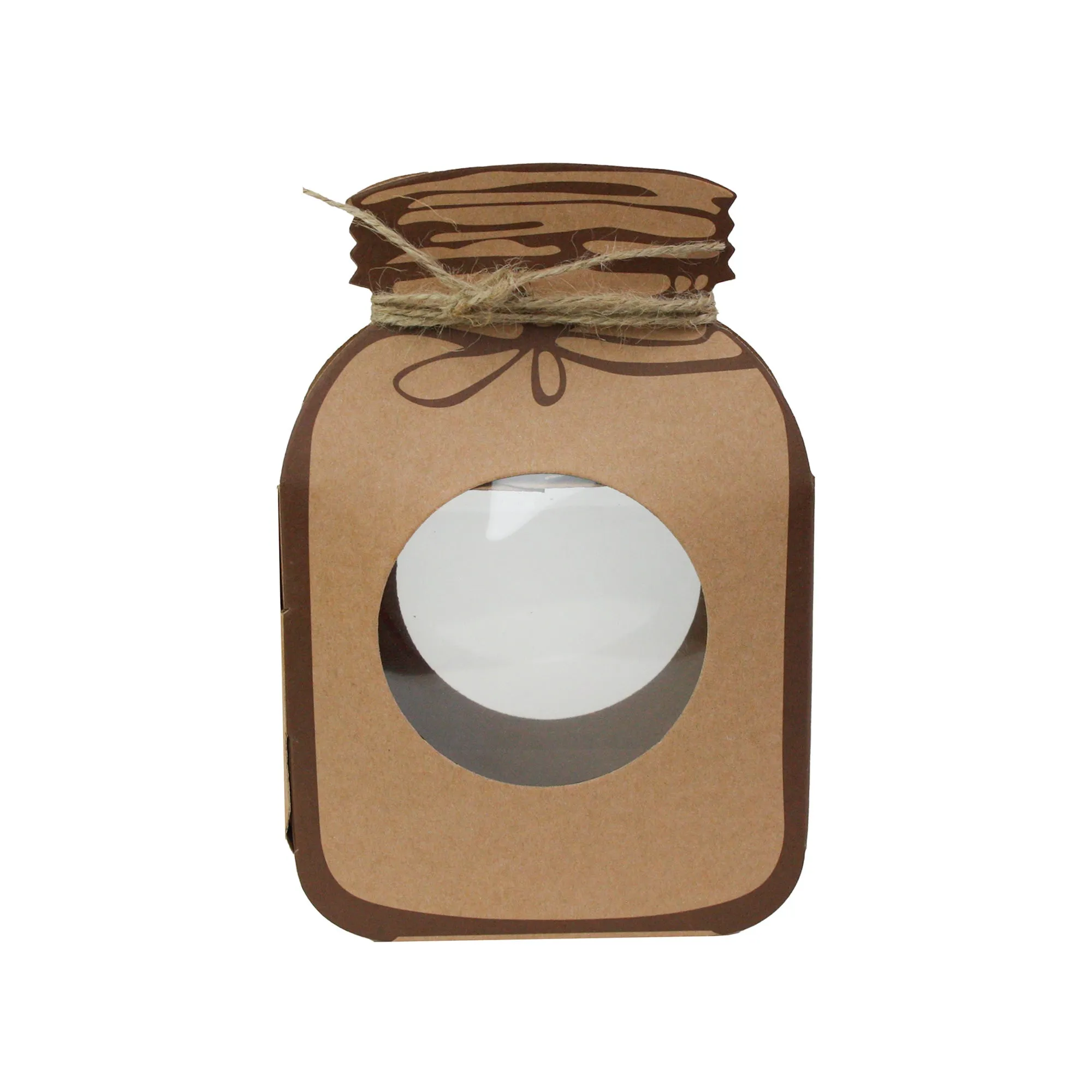 Rustic Kraft Jar-Look Gift Bags with String - Pack of 12