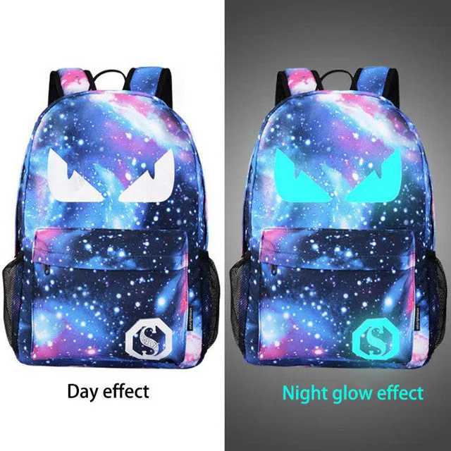 Senkey style Men's Backpack Anime Starry sky Luminous Printing Teenagers Casual Mochila Men Women's Student Cartoon School Bags