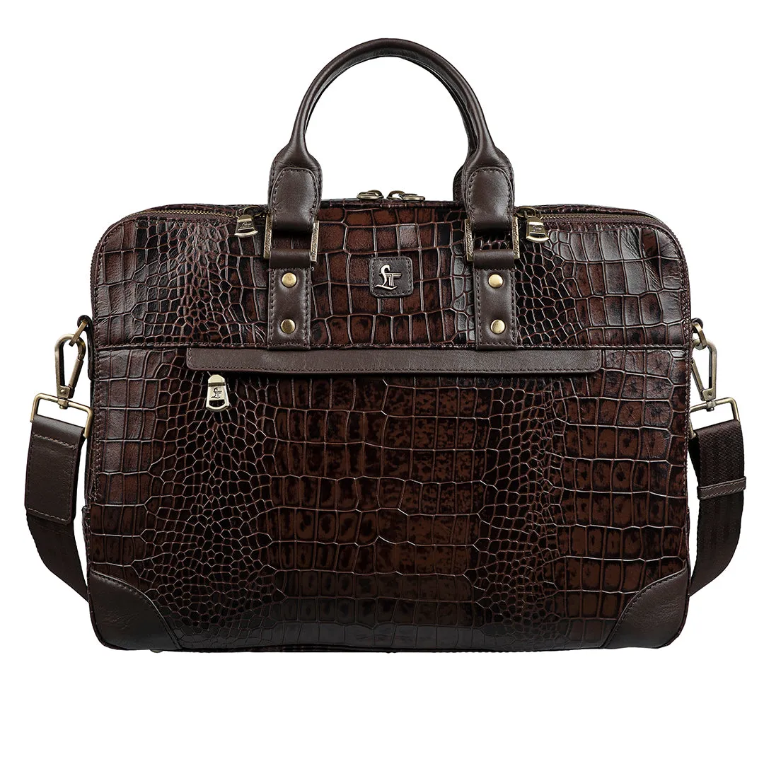 Signature Folio Bag III | Leather Laptop Bag | Office Bag for Men | Color: Brown