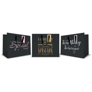 Small Luxury Black Foil Gift Bag - Assorted 10cm x 13cm Elegant Present Wrapping