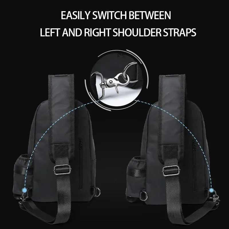 Sohiwoo Chest Bag Fashion One Shoulder Crossbody Bag for Men Chest Bag Outdoor Casual Waterproof Removable Strap Fit 11 Inch Ipad