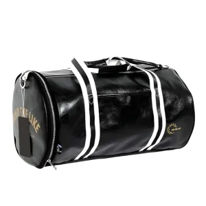 Striped Handle Leather Travel Bag