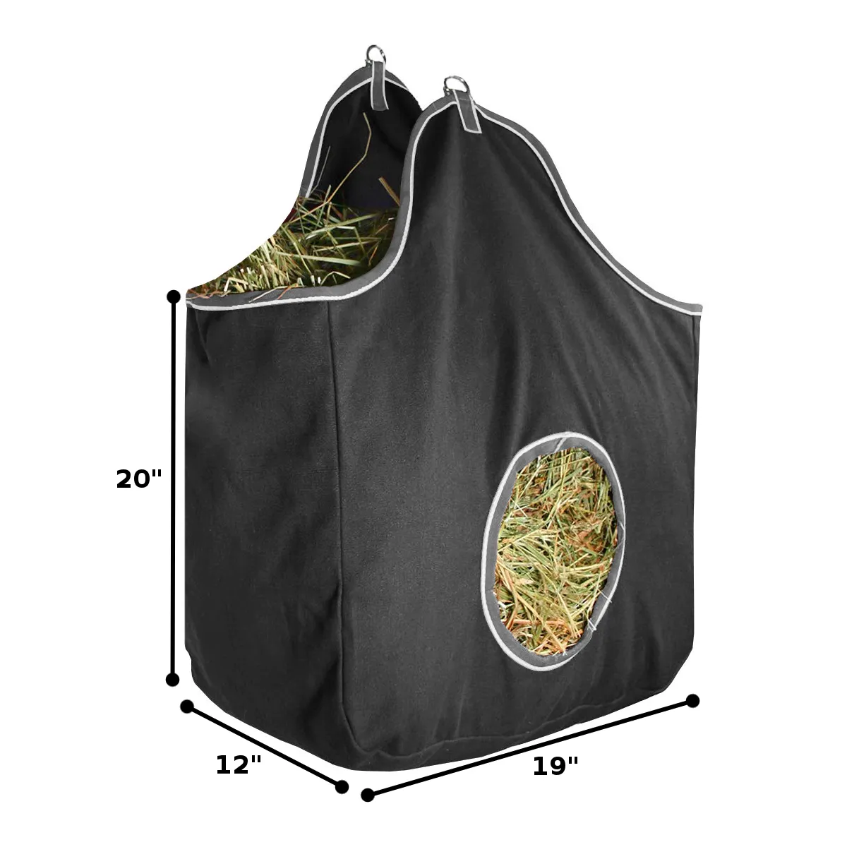 Tahoe Tack Pair of 2 Extra Wide 19" x 12" x 20" Canvas Hay Bags for Horses and Livestock Fits 3-4 Large Flakes of Hay