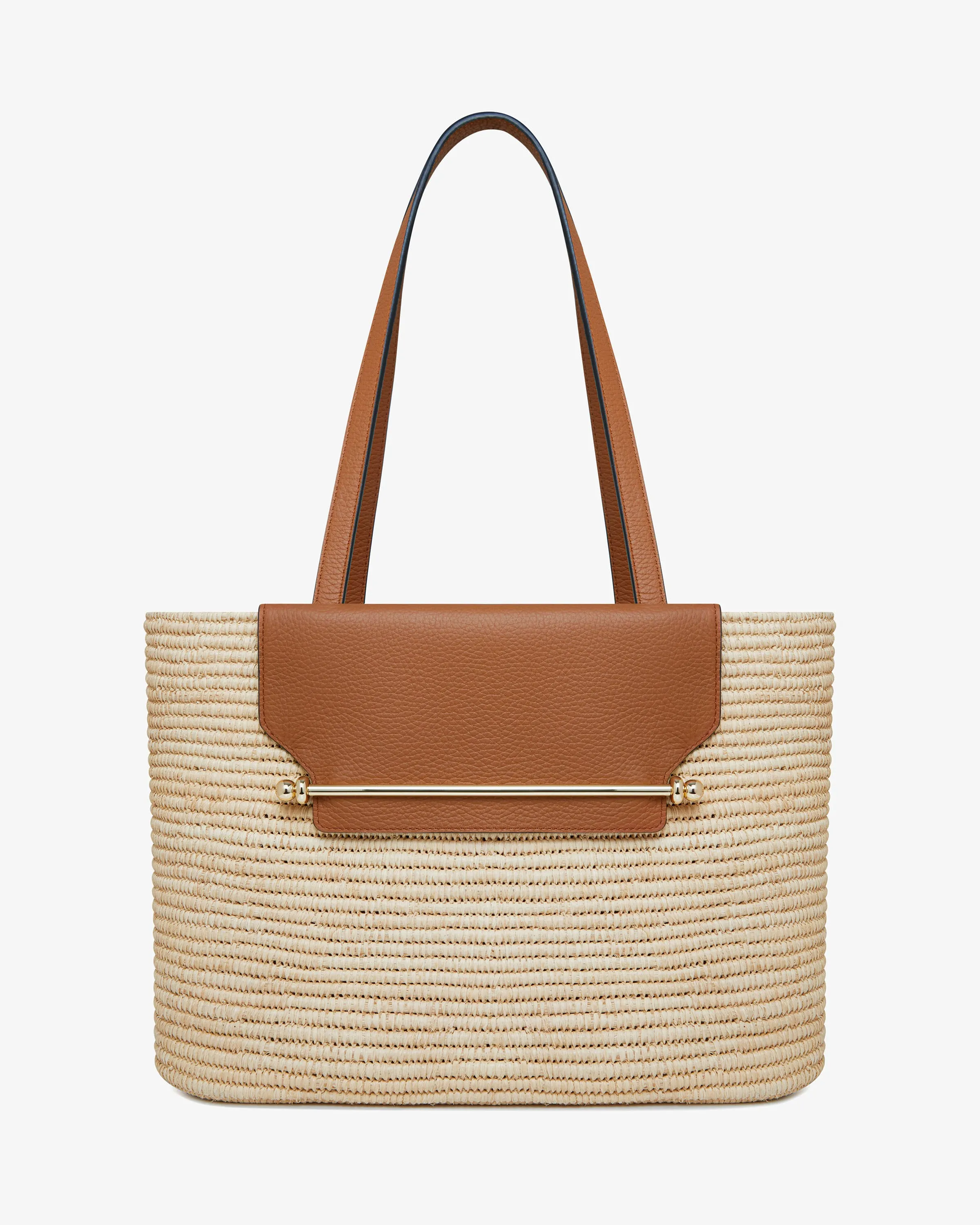 The Strathberry Basket (Medium) - Raffia/Leather Tan