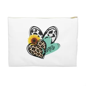 Triple Heart Cosmetic Bag only at Bling & Bloom's Boutique | Cheetah Heart Accessory Pouch | Women's Makeup Bag