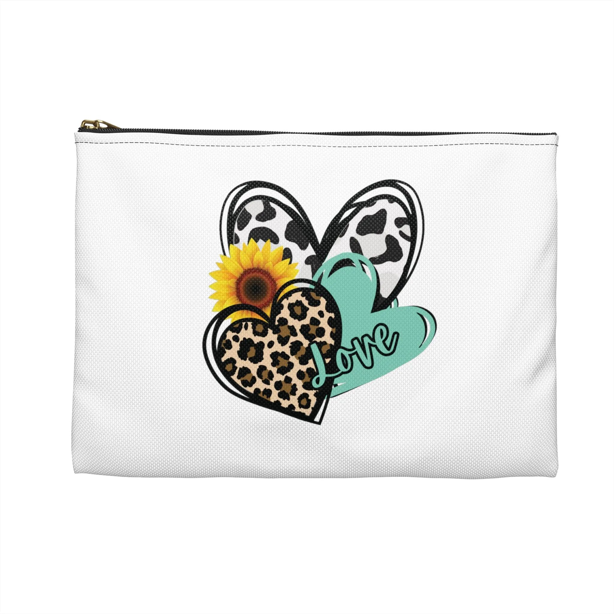 Triple Heart Cosmetic Bag only at Bling & Bloom's Boutique | Cheetah Heart Accessory Pouch | Women's Makeup Bag