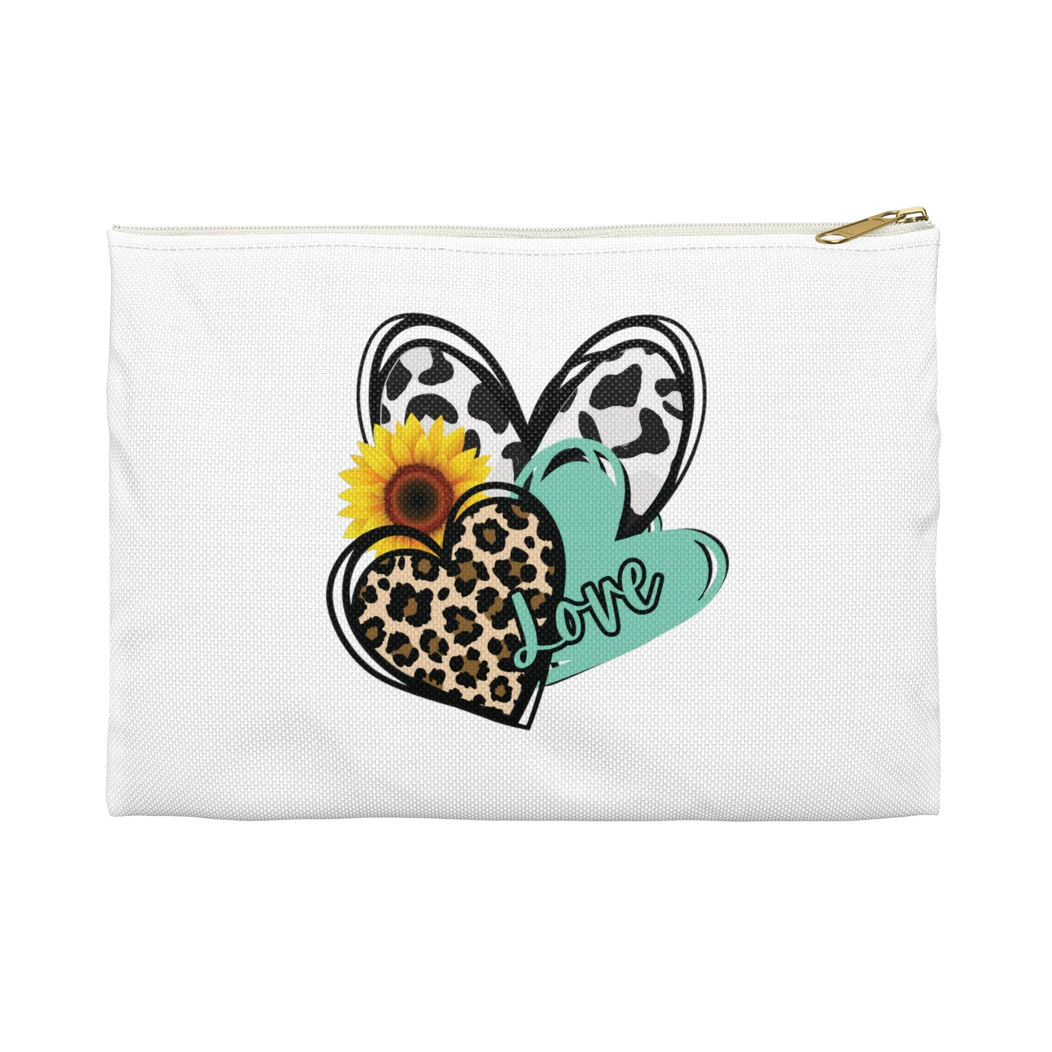 Triple Heart Cosmetic Bag only at Bling & Bloom's Boutique | Cheetah Heart Accessory Pouch | Women's Makeup Bag