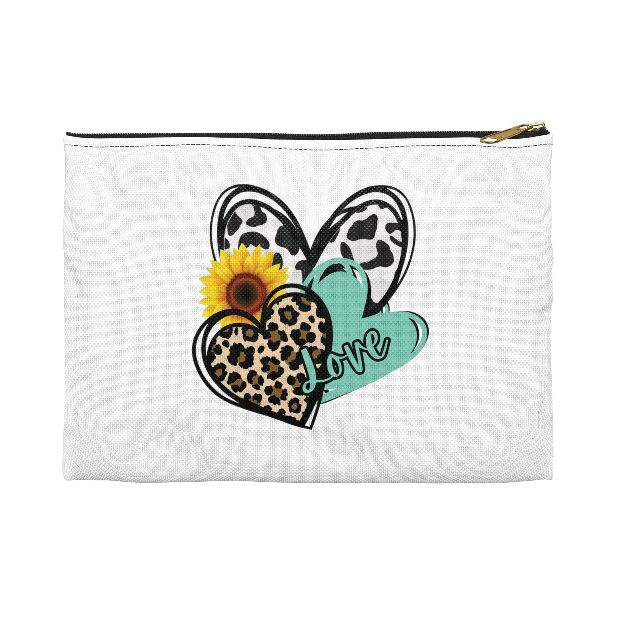 Triple Heart Cosmetic Bag only at Bling & Bloom's Boutique | Cheetah Heart Accessory Pouch | Women's Makeup Bag