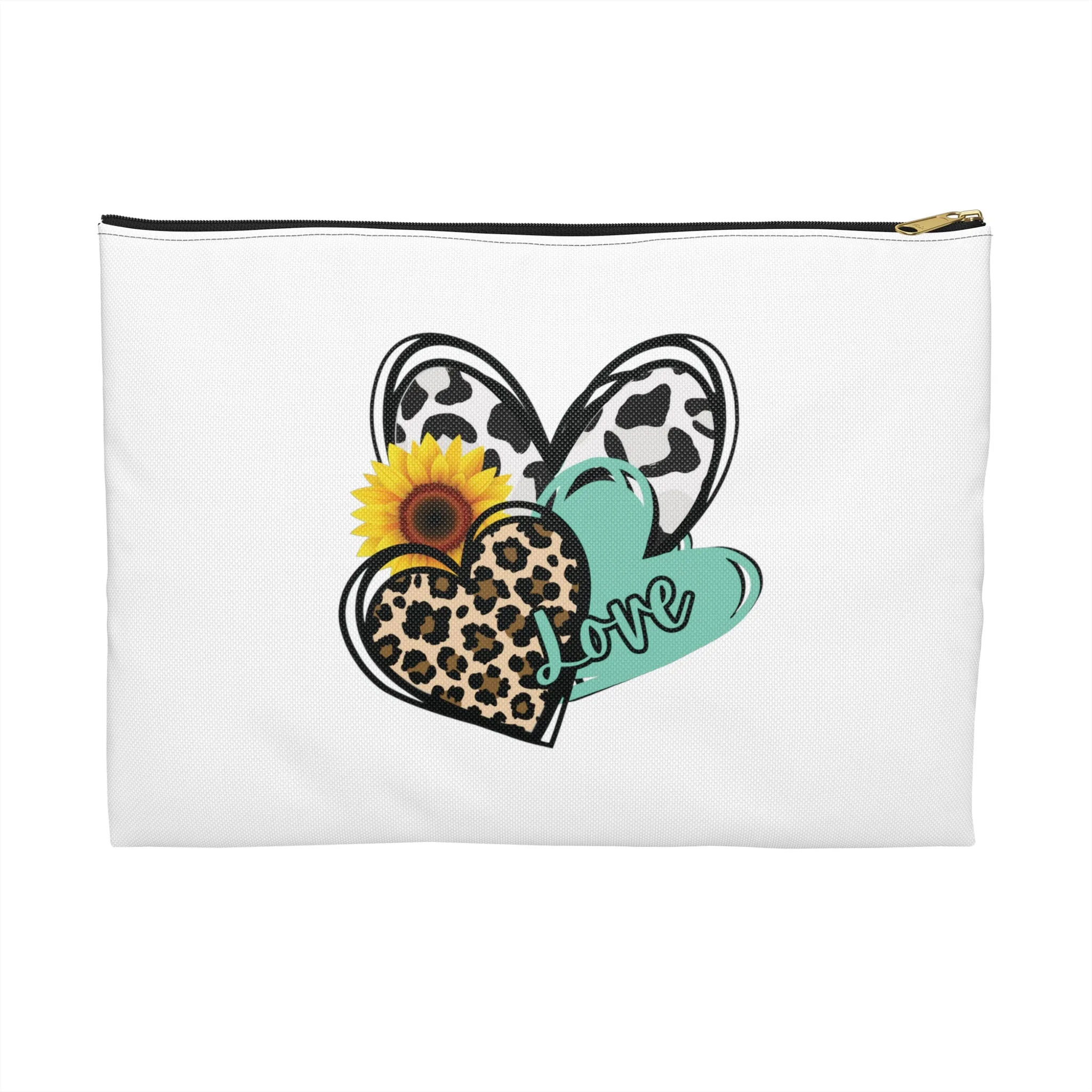 Triple Heart Cosmetic Bag only at Bling & Bloom's Boutique | Cheetah Heart Accessory Pouch | Women's Makeup Bag