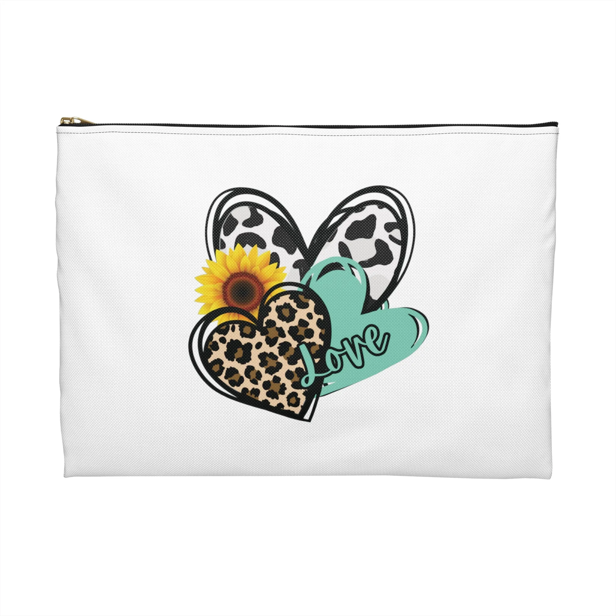 Triple Heart Cosmetic Bag only at Bling & Bloom's Boutique | Cheetah Heart Accessory Pouch | Women's Makeup Bag