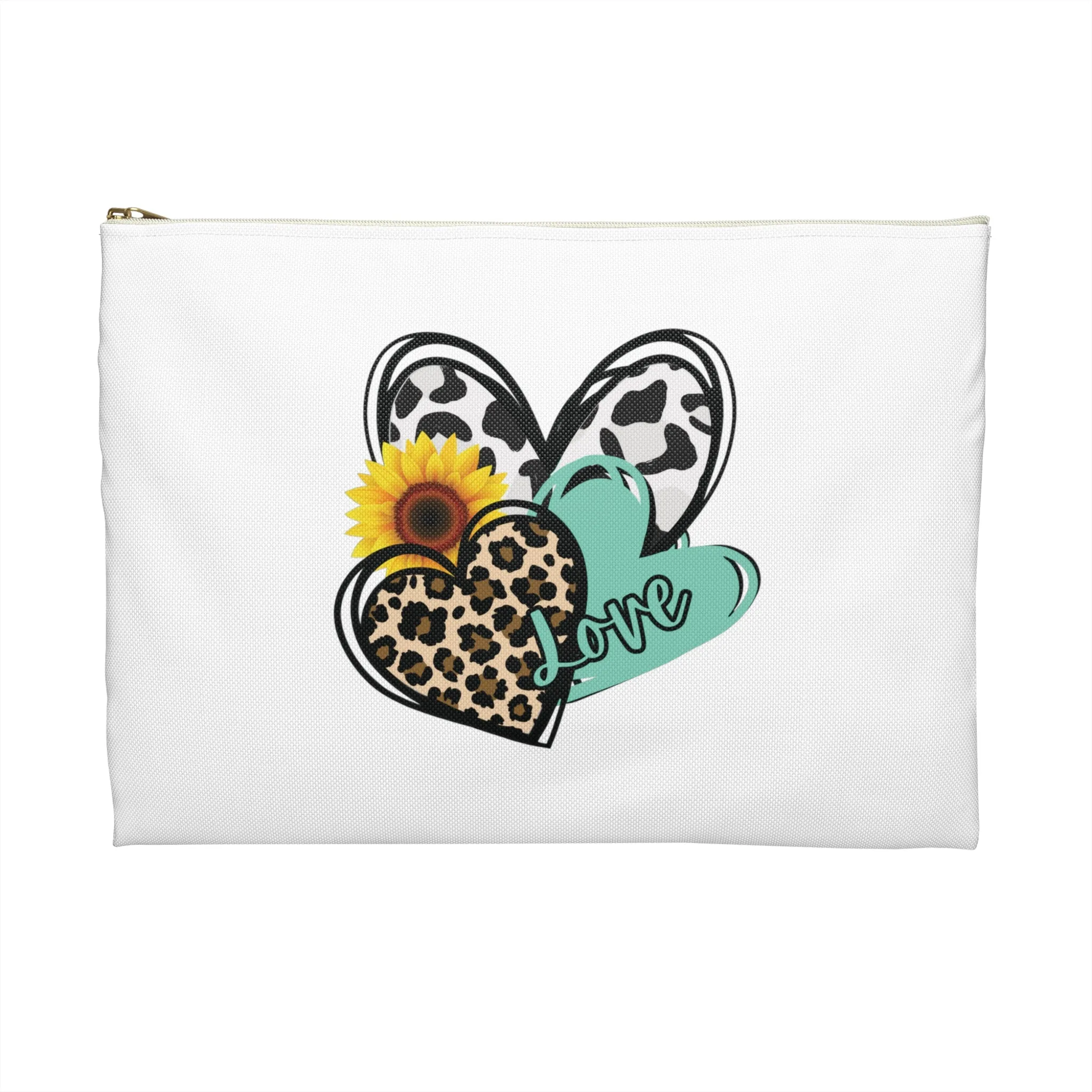 Triple Heart Cosmetic Bag only at Bling & Bloom's Boutique | Cheetah Heart Accessory Pouch | Women's Makeup Bag