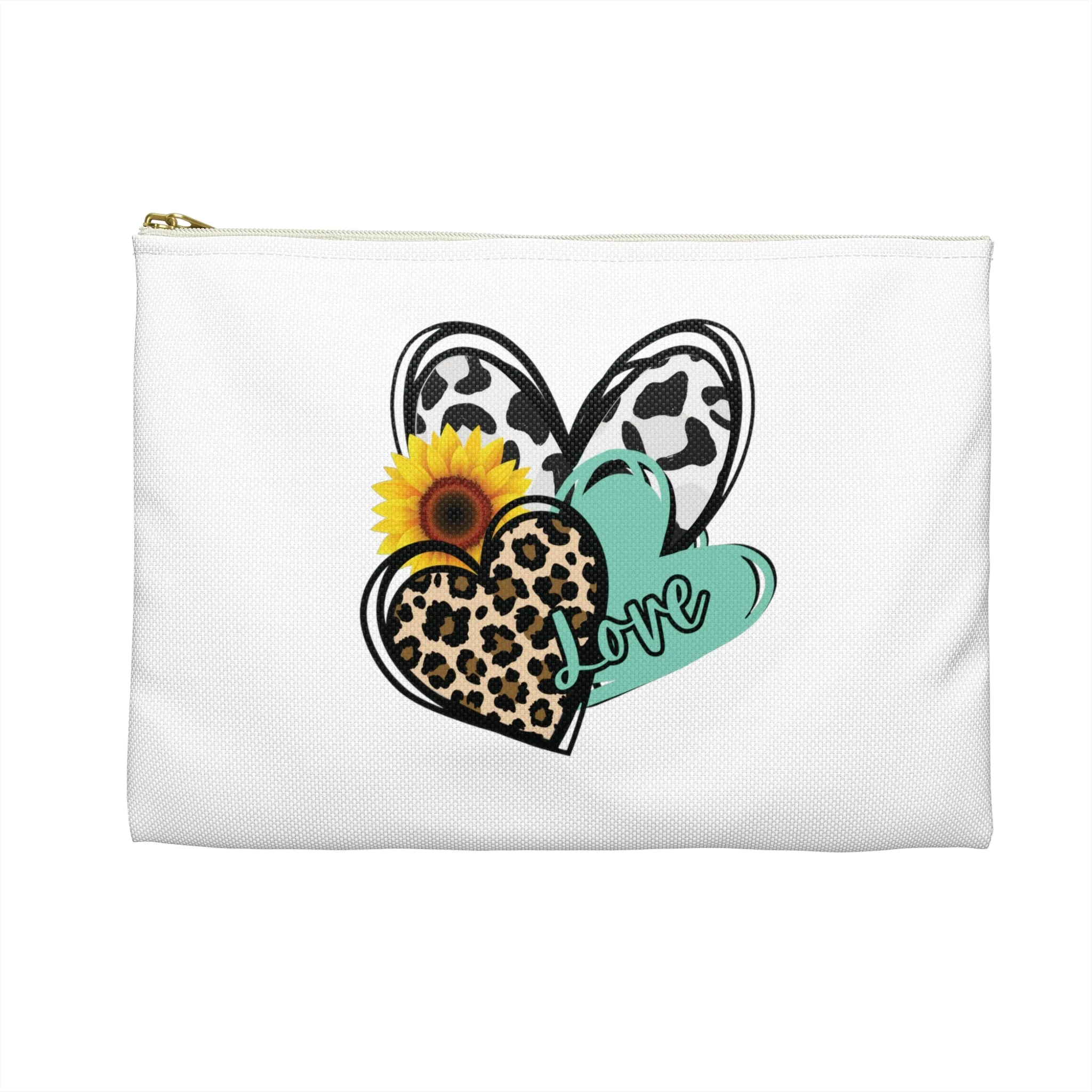 Triple Heart Cosmetic Bag only at Bling & Bloom's Boutique | Cheetah Heart Accessory Pouch | Women's Makeup Bag