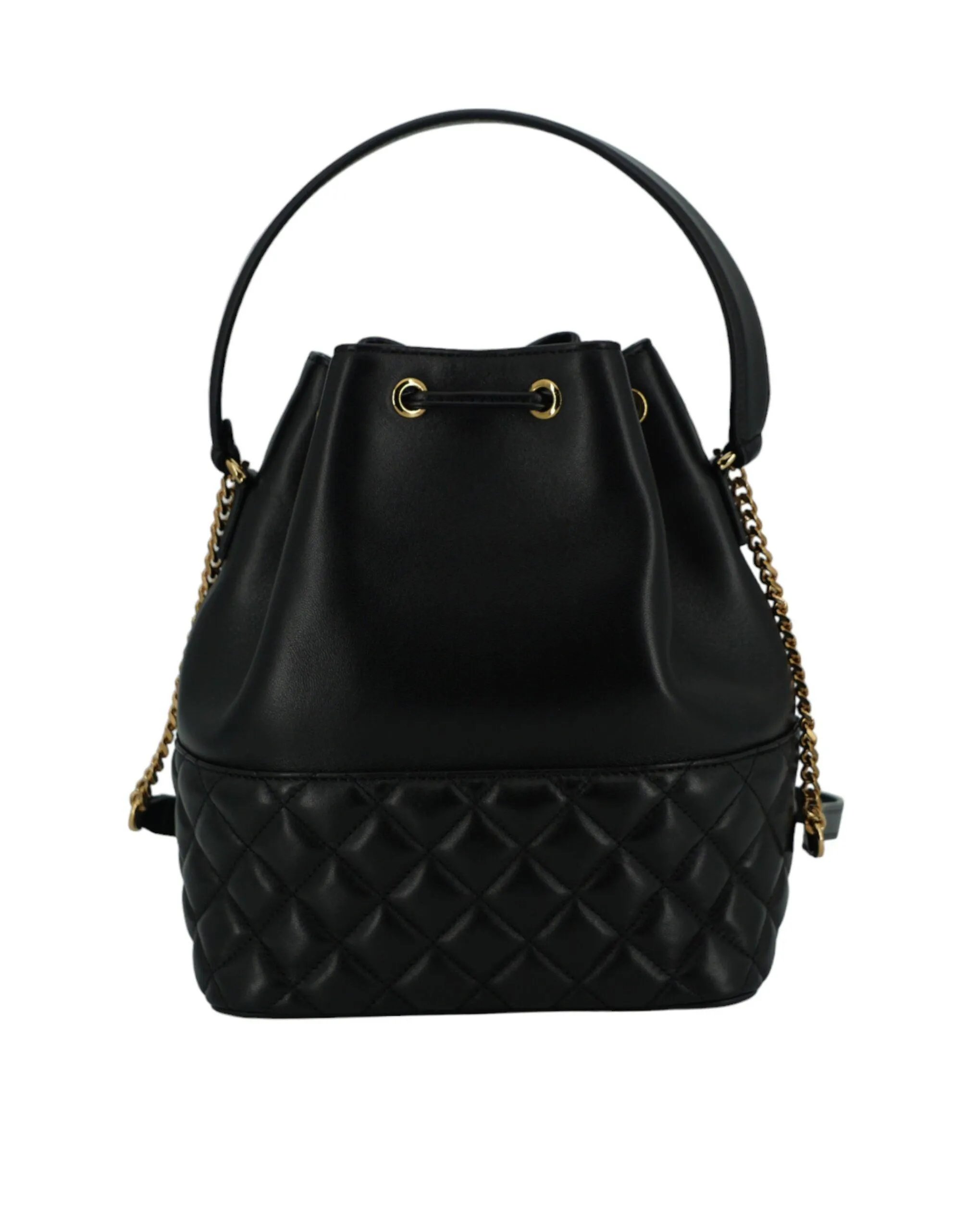 Versace Black Lamb Leather Bucket Shoulder Bag