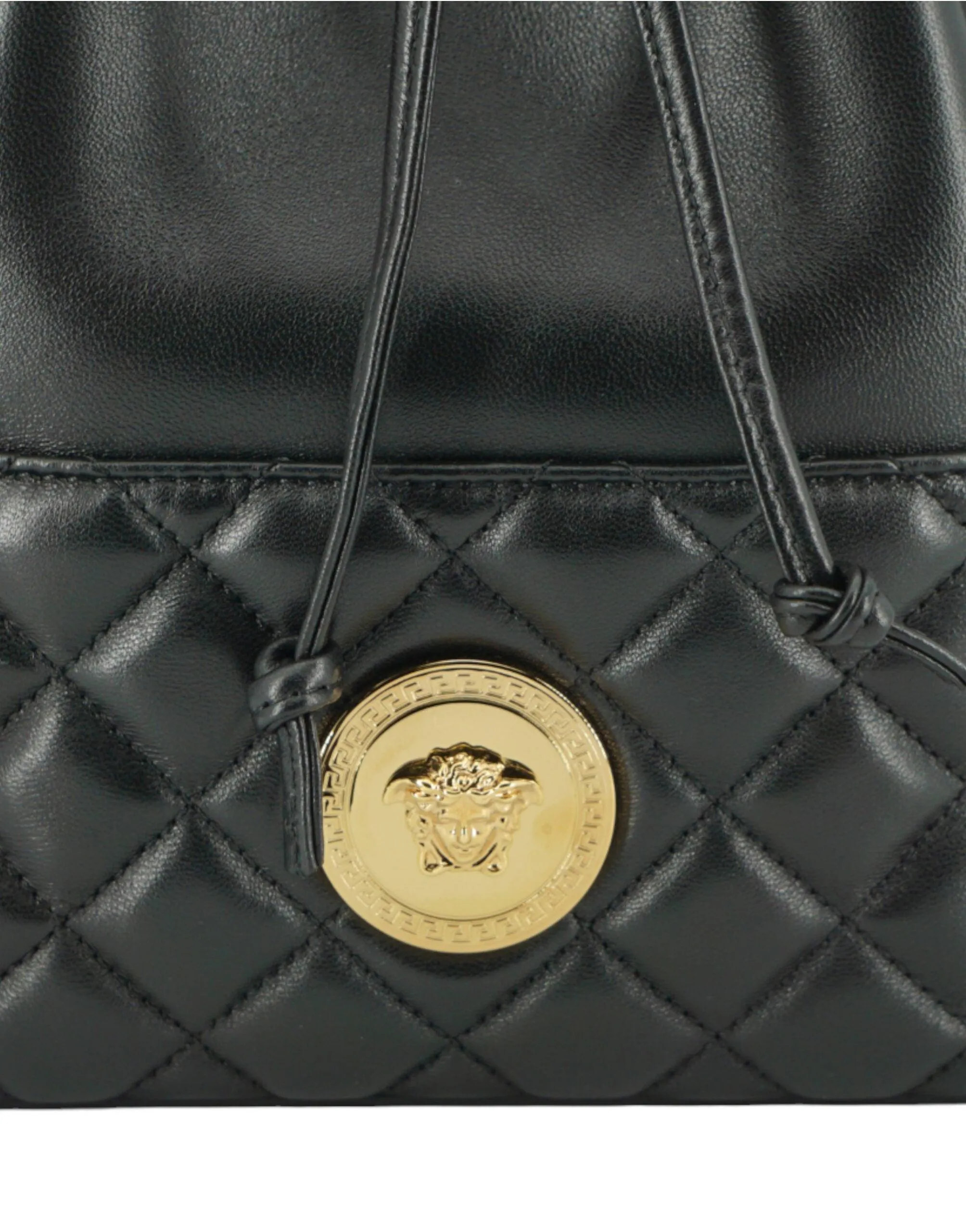 Versace Black Lamb Leather Bucket Shoulder Bag