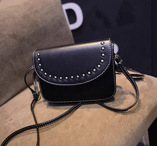 Vintage rivet mini leather handbags hotsale ladies party purse wedding clutches women small crossbody shoulder messenger bags