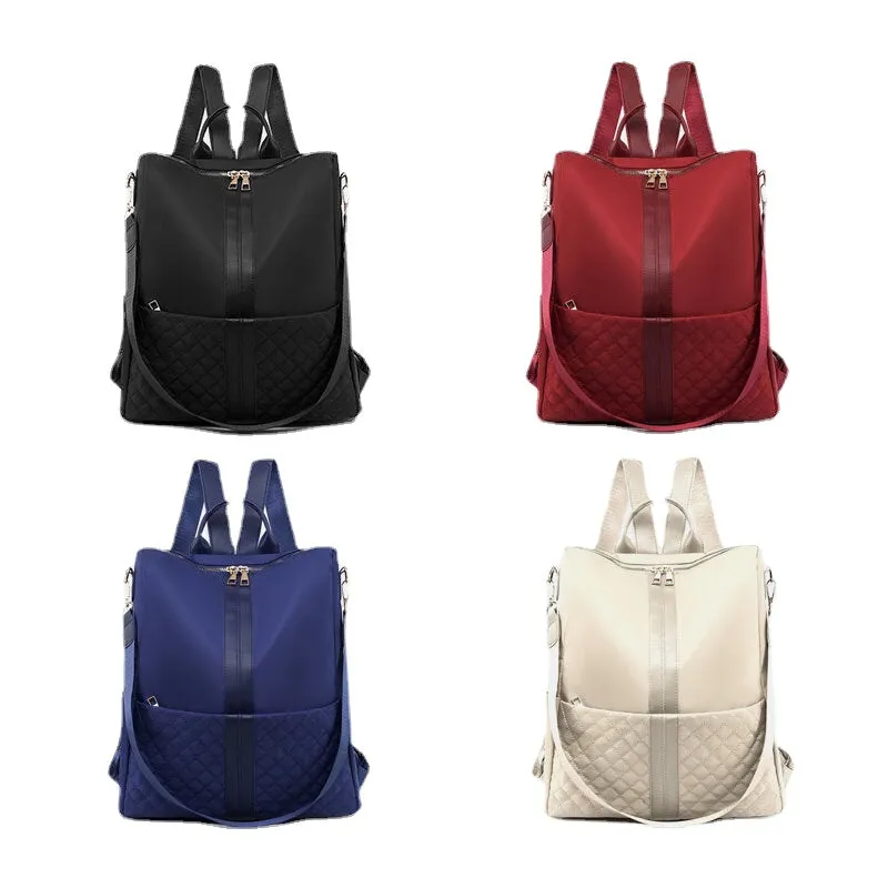 Women Casual Soild Strap Design Large Capacity 14 Inch Laptop Handbag Backpack