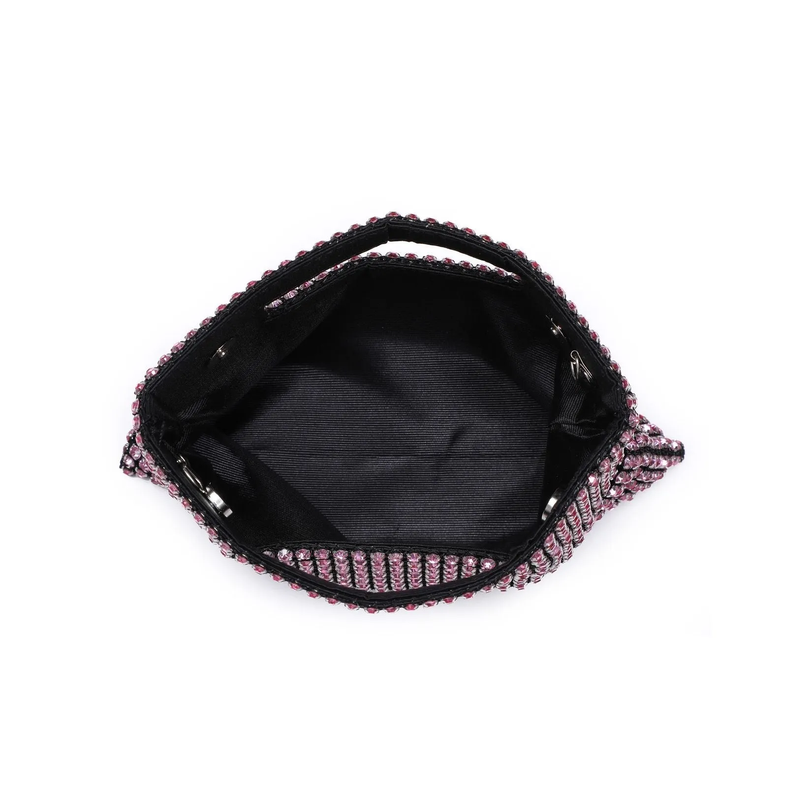 Yuki Rhinestone Top Handle Pouch Mini Disco Evening Bag - Pink