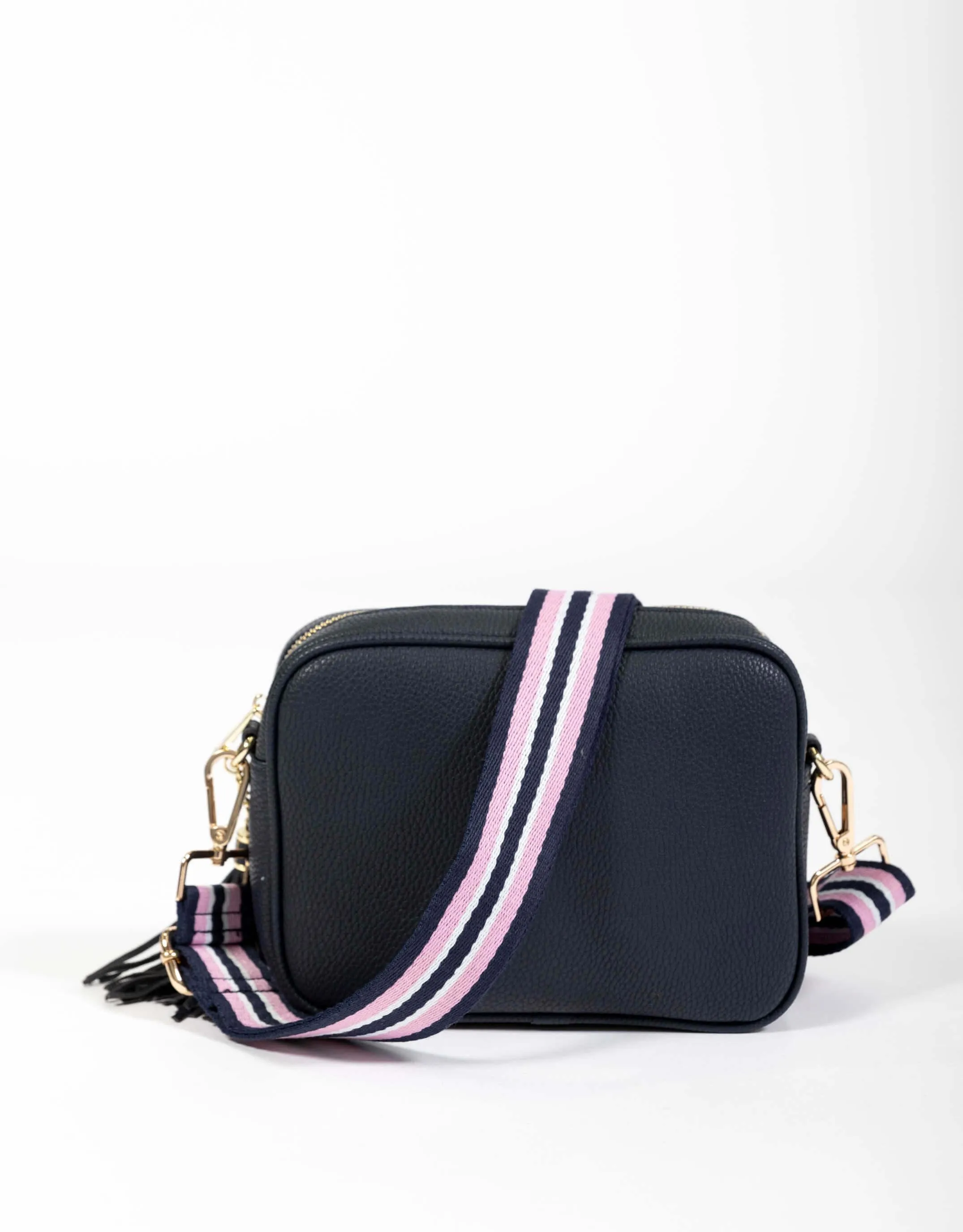 Zoe Crossbody Bag - Navy/Navy & Pink Stripe